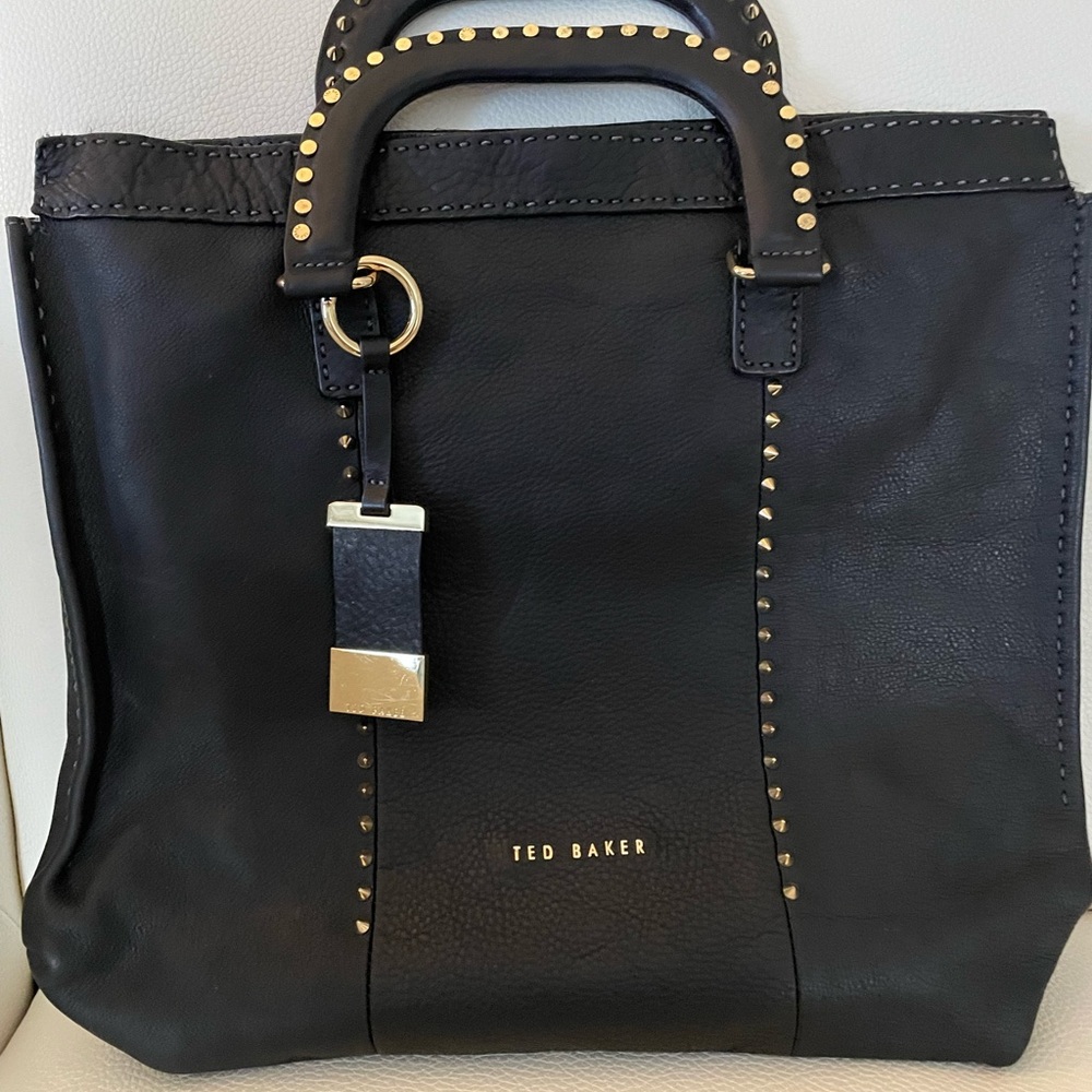 Ted Baker, black leather tote, 15 x 14